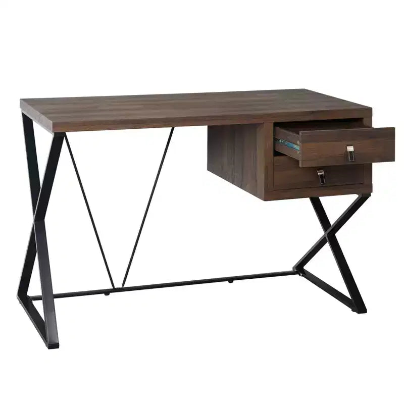 Amara 2 Drawer Desk Brown